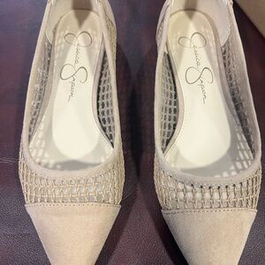 Jessica Simpson Taupe Woven Flats